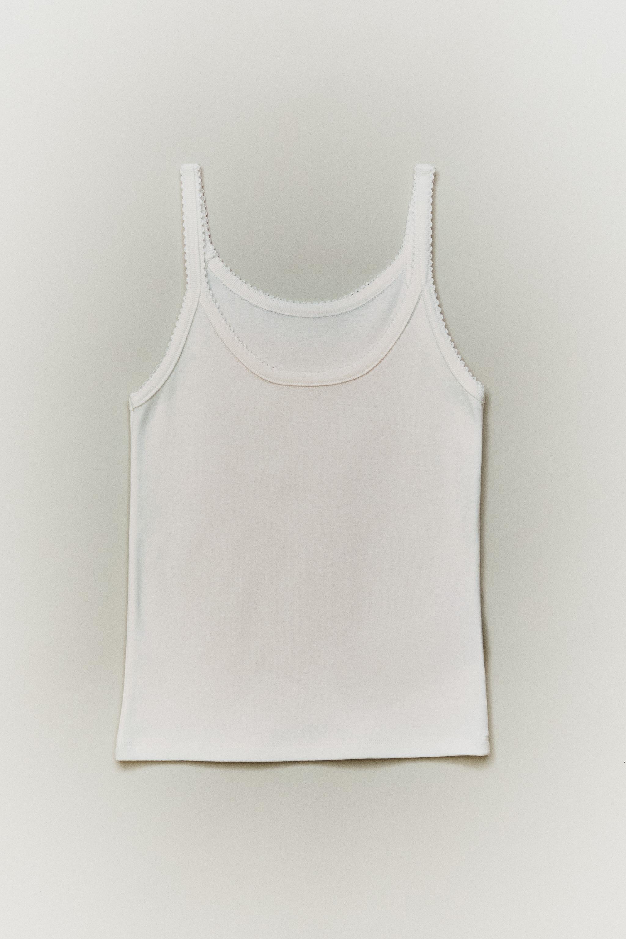 LACE-TRIMMED STRAPPY TOP